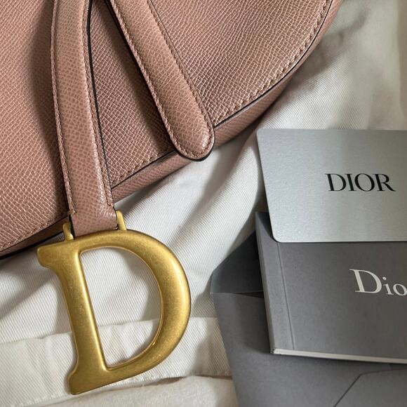 Dior Saddle Bag Warm-Taupe Grained Calf Skin *Auth w/ Additional Strap, Bag, Box - Picture 3 of 16